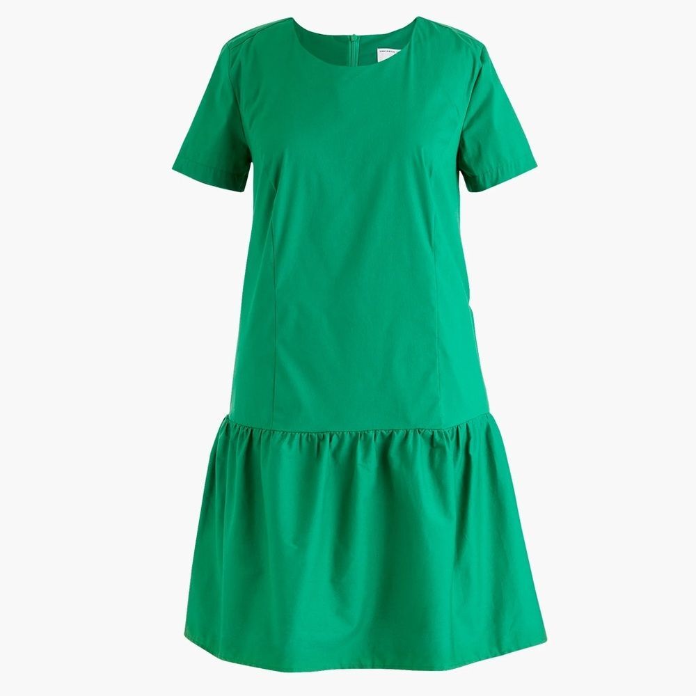 UNIVERSAL STANDARD FOR J.CREW Drop Waist Poplin Dress Green Large